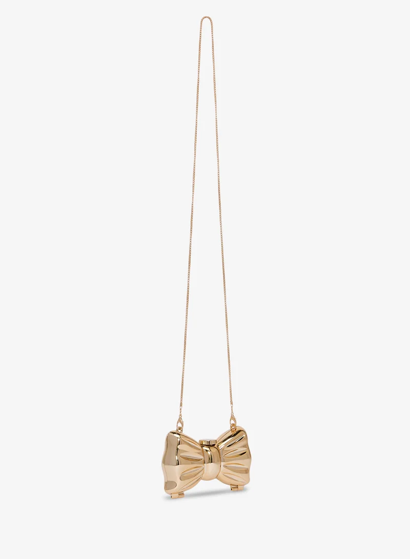 Ginger Bow Shaped Gold Metallic Statement Bag